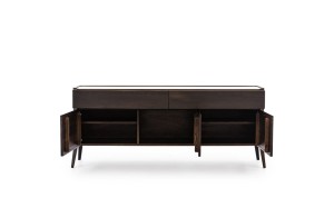 Elegancka komoda Rabel z dwiema długimi szufladami i trzema szafkami