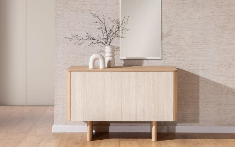Kompaktowa komoda Rain 109 z naturalnego dębu do eleganckiego wnętrza