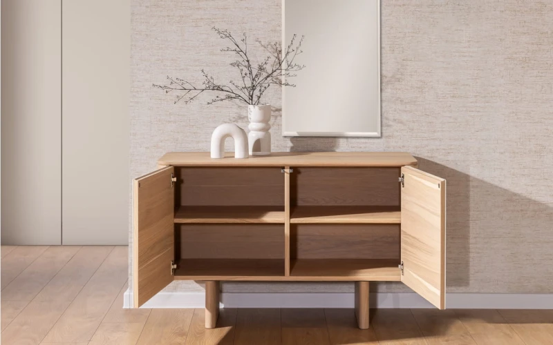 Kompaktowa komoda Rain 109 z naturalnego dębu do eleganckiego wnętrza