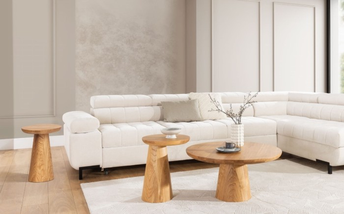 Stolik Fungi More w aranżacji salonu japandi i modern organic
