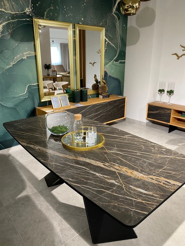 Designerski stół ze spiekiem kwarcowym polskiego producenta mebli