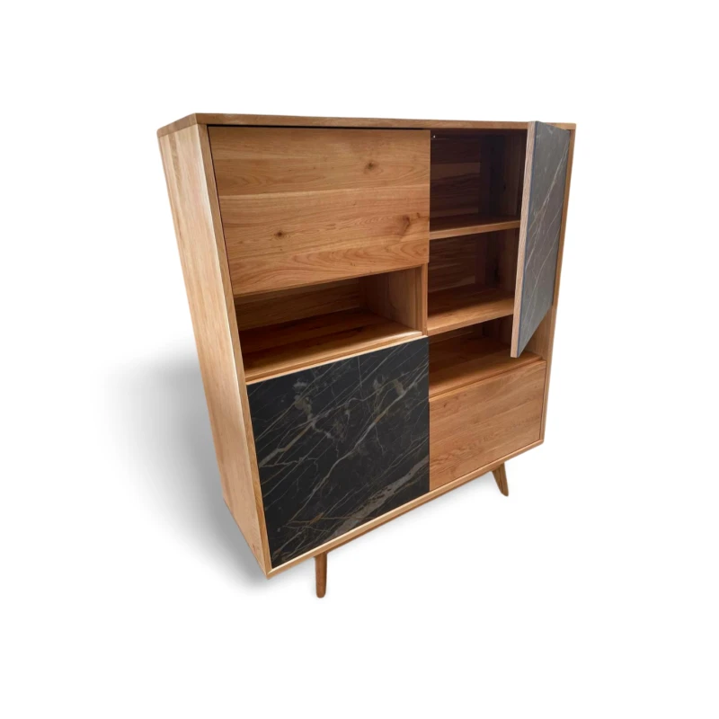 Kolekcja Stilo Meble Nova – eleganckie meble z litego drewna z frontami ze spiekiem noir desir